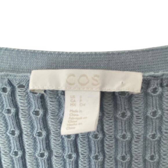 COS Light Blue Silk Blend Open Knit Cardigan Sweater size small Fitted - Picture 3 of 7
